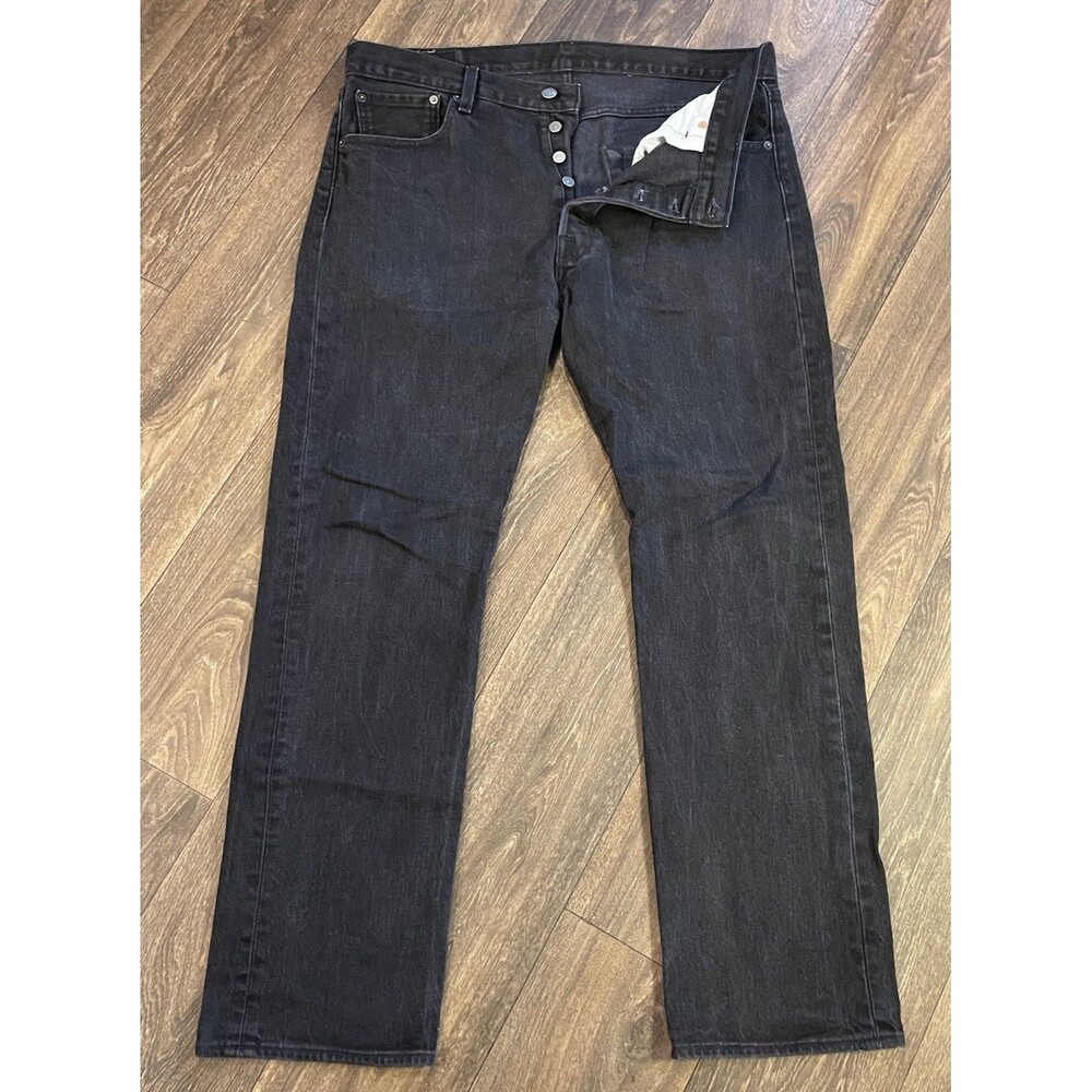 Levis 501 Jeans Men 36x30 Black Button Fly Original Fit Pants Dark Wash Modern